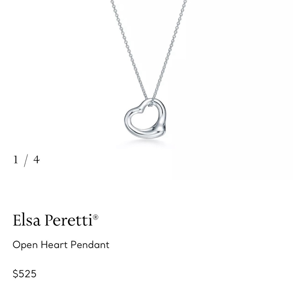 Authentic Tiffany & Co. Elsa Peretti Open Heart Pendant Necklace Sterling Silver